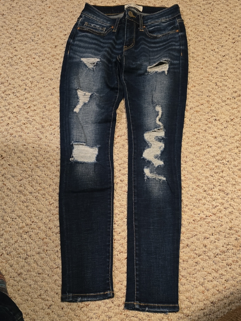 BKE stell slom fit low rise ankle skinny Women's Skinny Ripped Dark Blue Jeans